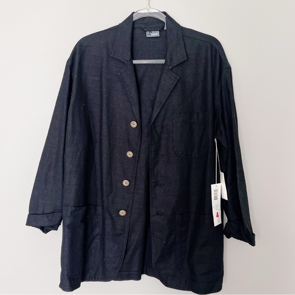 liz wear Jackets & Blazers - 2/25 Liz Wear Vintage Blazer Deadstock Linen Black New dead stock